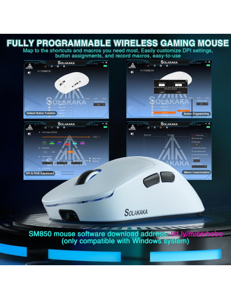 Ratón Gaming Inalámbrico SOLAKAKA SM850, 24000 DPI, 55g