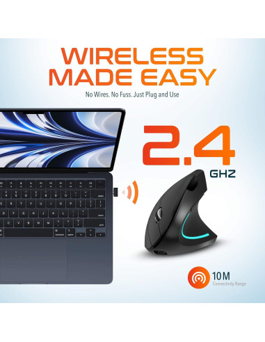 Ratón Vertical Ergonómico Inalámbrico Delton S12 6 Botones