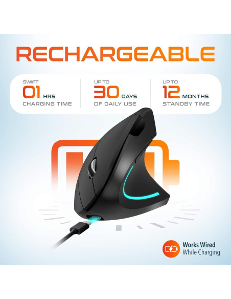 Ratón Vertical Ergonómico Inalámbrico Delton S12 6 Botones