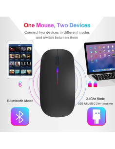 Ratón Inalámbrico Oukpatee 2024 Bluetooth y USB-C 1600DPI 2