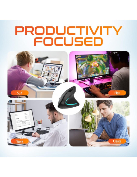 Ratón Vertical Ergonómico Inalámbrico Delton S12 6 Botones