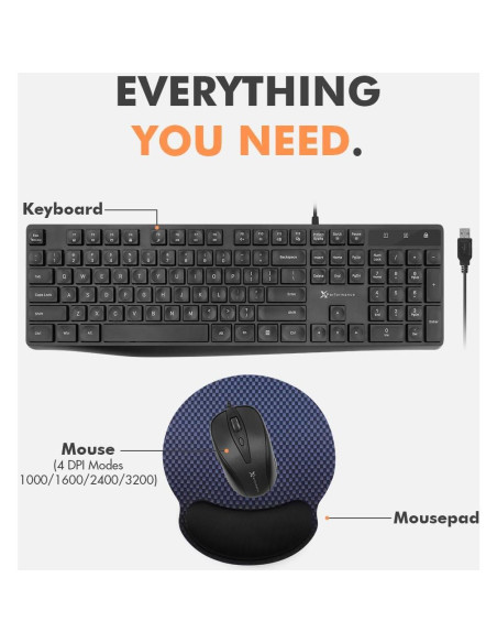 Combo Teclado y Ratón X9 con Cable + Alfombrilla Ergonómica