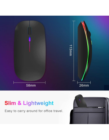 Ratón Inalámbrico Oukpatee 2024 Bluetooth y USB-C 1600DPI