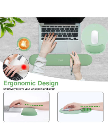 Alfombrilla de Ratón Grande y Reposamuñecas Mosiso Verde