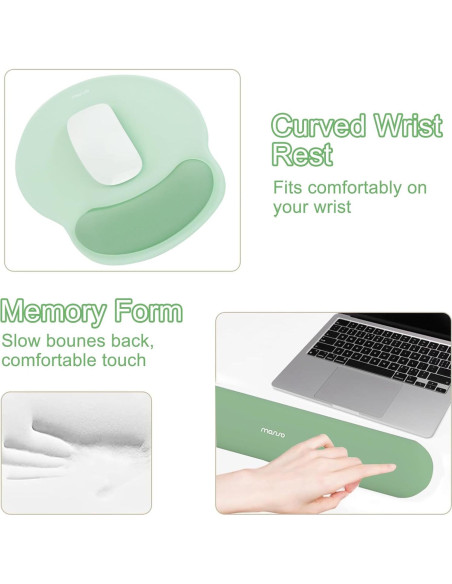 Alfombrilla de Ratón Grande y Reposamuñecas Mosiso Verde