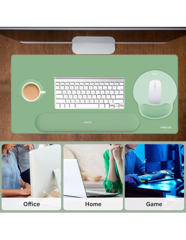 Alfombrilla de Ratón Grande y Reposamuñecas Mosiso Verde