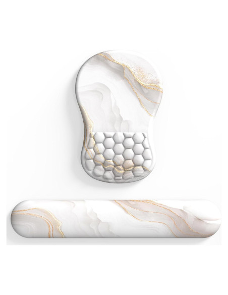 Reposamuñecas eulps Ergonómico con Alfombrilla de Ratón - Mármol Blanco Reposamuñecas eulps Ergonómico con Alfombrilla de Ratón - Mármol Blanco