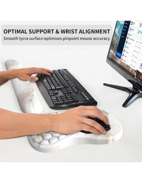 Reposamuñecas eulps Ergonómico con Alfombrilla de Ratón - Mármol Blanco Reposamuñecas eulps Ergonómico con Alfombrilla de Ratón - Mármol Blanco