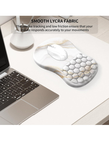Reposamuñecas eulps Ergonómico con Alfombrilla de Ratón - Mármol Blanco