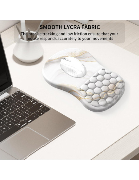 Reposamuñecas eulps Ergonómico con Alfombrilla de Ratón - Mármol Blanco Reposamuñecas eulps Ergonómico con Alfombrilla de Ratón - Mármol Blanco