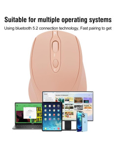 Ratón Inalámbrico Recargable Dolrso Rosa Nude Silencioso 2