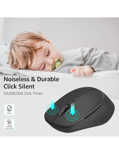 Ratón Inalámbrico Silencioso Rapoo M300G, Bluetooth 2.4GHz, 2400 DPI