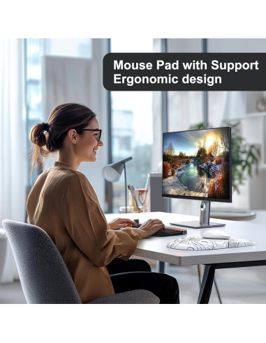 Alfombrilla de Ratón Ergonómica MOKURU con Reposamuñecas Blanco