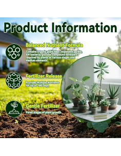 90 Piezas Espigas de Fertilizante Orgánico RAINFLOW 180 Días 2