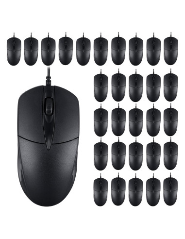 30 Ratones USB Cableados Kathfly Negros 1000 DPI Silenciosos