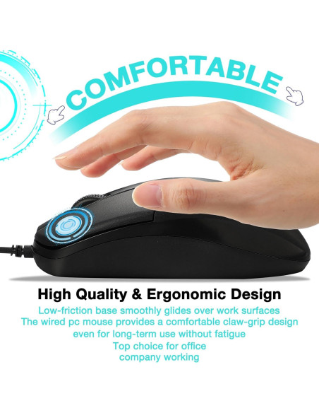 30 Ratones USB Cableados Kathfly Negros 1000 DPI Silenciosos