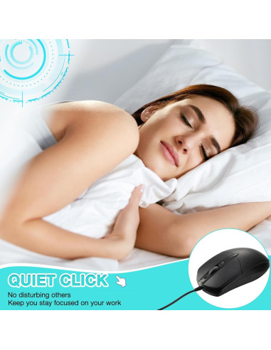 30 Ratones USB Cableados Kathfly Negros 1000 DPI Silenciosos