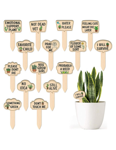 Marcadores de Plantas de Madera Huray Rayho 15-Pack Multicolor