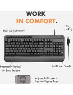 Teclado USB Ergonómico X9 con Reposamuñecas y 114 Teclas 2