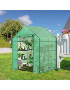 Invernadero de Pasillo LEMY 2 Niveles 8 Estantes 145x145 cm 2