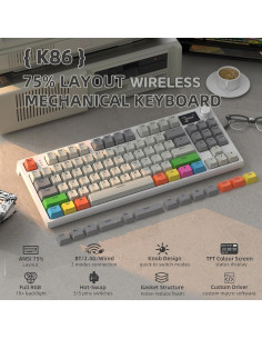 Teclado Mecánico Inalámbrico MAMBASNAKE K86 RGB 1.2" TFT 2