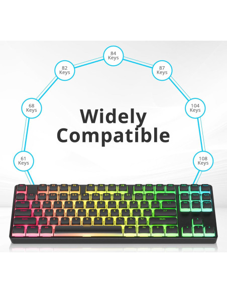 Conjunto de Teclas Pudding Negras PBT 117 Teclas XDA para Teclado Mecánico Conjunto de Teclas Pudding Negras PBT 117 Teclas XDA para Teclado Mecánico