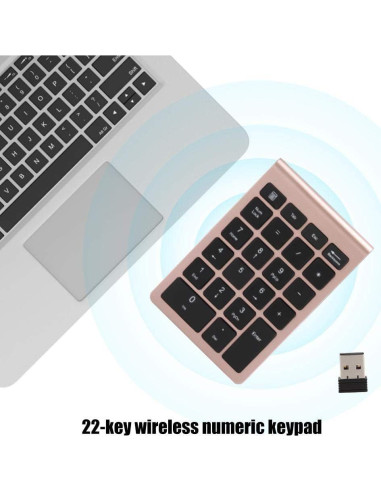 Teclado Numérico Inalámbrico V BESTLIFE 22 Teclas Oro Rosa