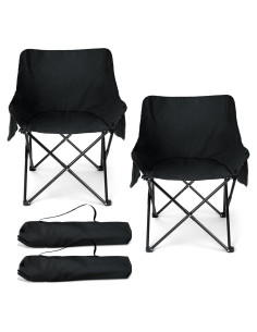 Silla de Camping Plegable HaSteL Negra para Adultos - Soporta 113kg