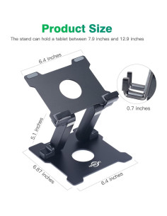 Soporte Ajustable para Tableta KABCON - Aluminio Negro 24.5cm 2