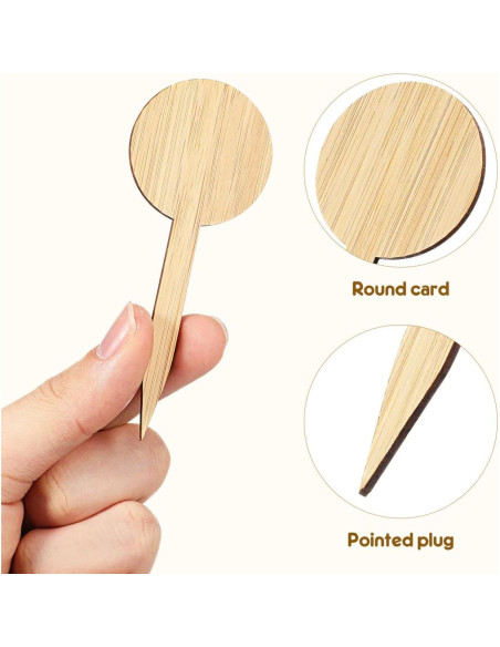 20 Etiquetas de Plantas de Bambú Tofficu - Impermeables 10x4 cm