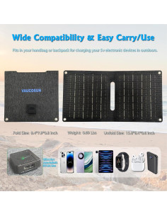 Panel Solar Plegable VAUCOSUN 10W USB-A Impermeable 2
