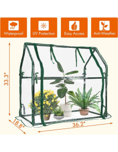 Invernadero Mini Gardzen 36x19x33 cm PVC Resistente 2