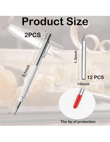2 Piezas Scriber Carburo Tungsteno HINGTAI con 12 Puntas