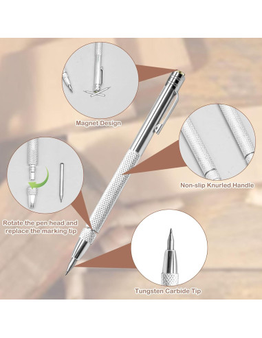 2 Piezas Scriber Carburo Tungsteno HINGTAI con 12 Puntas