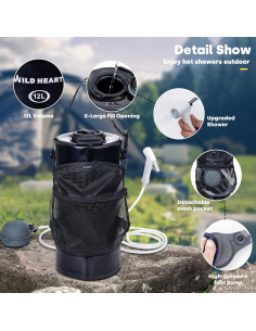 Ducha Camping CORAZÓN SALVAJE 12L con Bomba de Pie y Manguera 2
