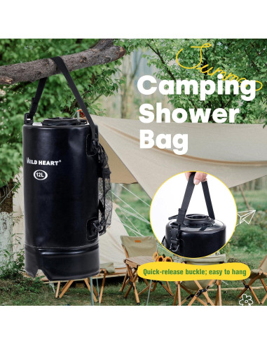 Ducha Camping CORAZÓN SALVAJE 12L con Bomba de Pie y Manguera