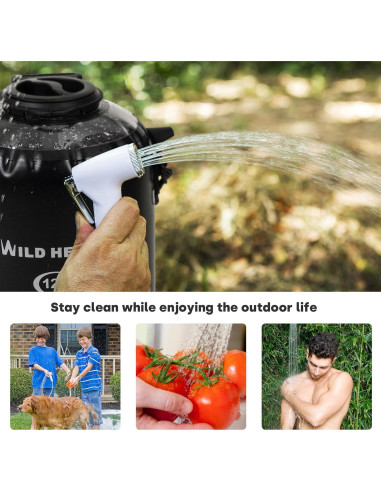 Ducha Camping CORAZÓN SALVAJE 12L con Bomba de Pie y Manguera