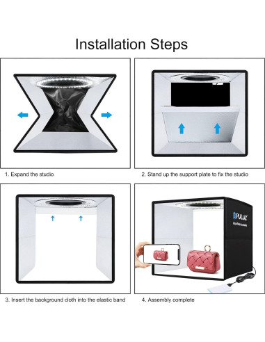 Caja de Luz Fotográfica PULUZ 25.4x25.4cm con LED y 12 Fondos