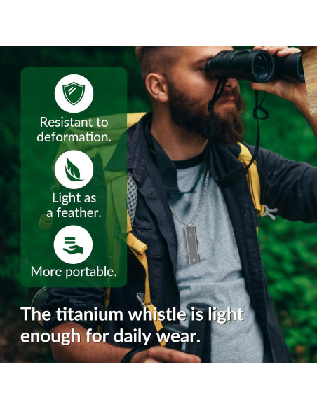 Silbato de Emergencia Titanio Tibitdeer KS013 120dB con Anillos