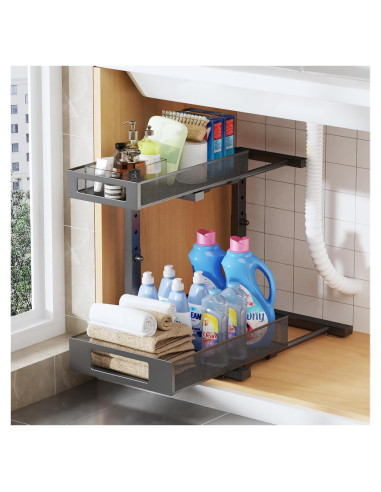 Organizador Bajo Fregadero Ajustable Biboraya 30-43 cm Negro