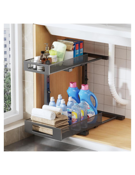 Organizador Bajo Fregadero Ajustable Biboraya 30-43 cm Negro Organizador Bajo Fregadero Ajustable Biboraya 30-43 cm Negro