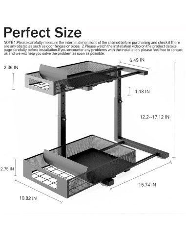 Organizador Bajo Fregadero Ajustable Biboraya 30-43 cm Negro