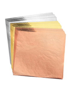 200 Hojas de Oro Imitación Bubimon - Oro, Rosa y Plata