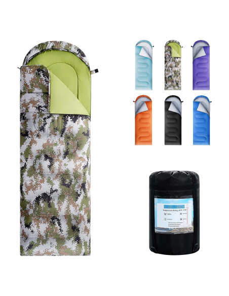 Saco de Dormir Individual ORTHOMTEX Camuflaje Verde 3 Estaciones