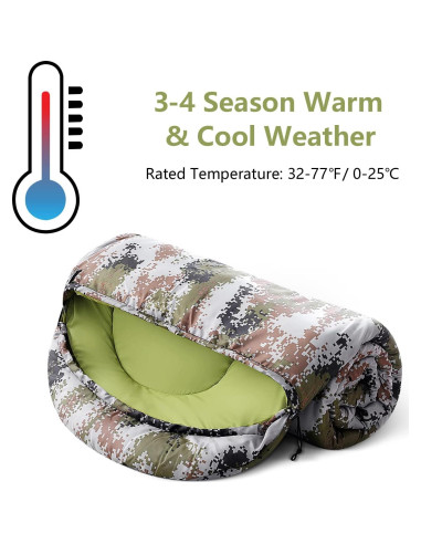 Saco de Dormir Individual ORTHOMTEX Camuflaje Verde 3 Estaciones