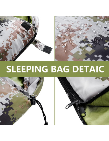 Saco de Dormir Individual ORTHOMTEX Camuflaje Verde 3 Estaciones