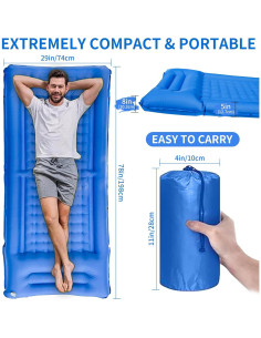 Almohadilla Inflable de Camping SEVNPRIME 198x74cm con Bomba 2