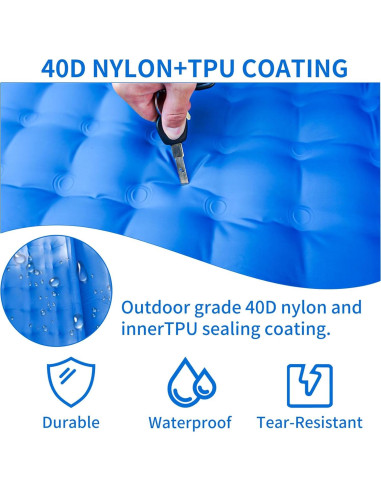 Almohadilla Inflable de Camping SEVNPRIME 198x74cm con Bomba