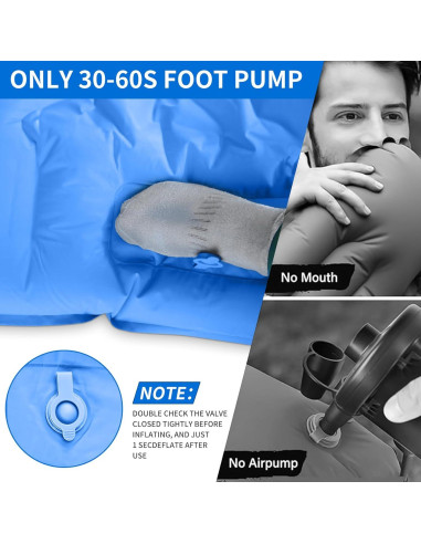 Almohadilla Inflable de Camping SEVNPRIME 198x74cm con Bomba