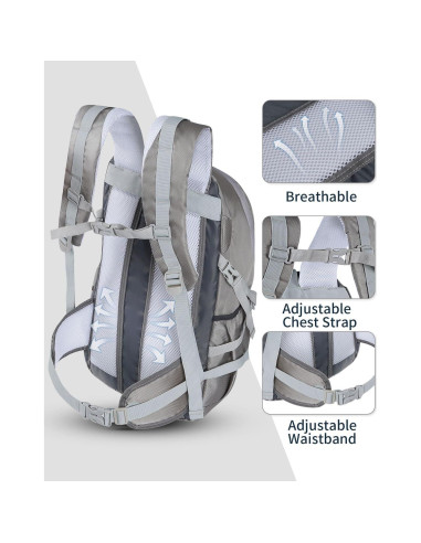 Mochila de Senderismo 40L Mokzer Gris Impermeable Unisex